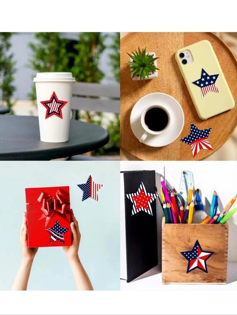 Patriotic Star Stickers (50)- Red White Blue Stars